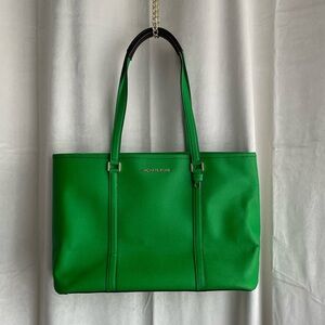 MICHAEL Michael Kors Jet Set Travel Green Saffiano Leather Large Tote